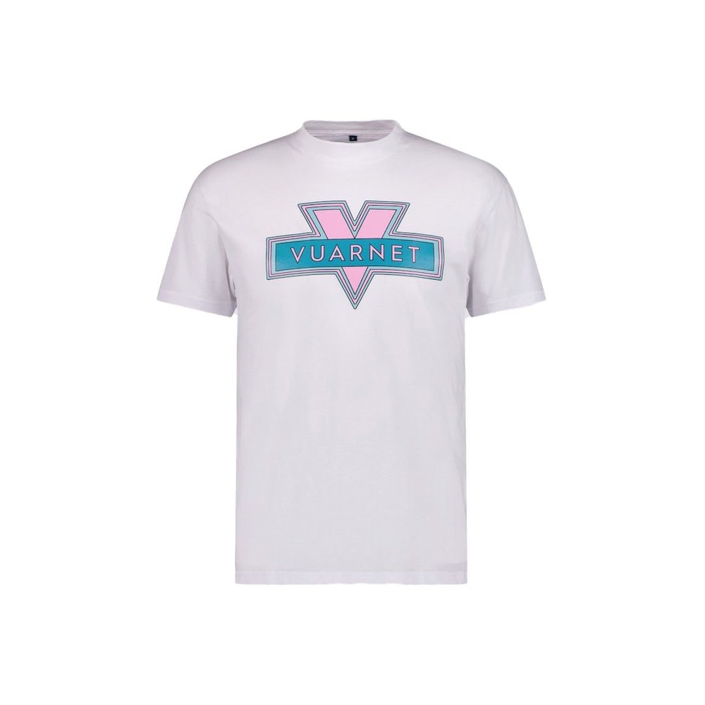 Vuarnet Graphic T-Shirt White Pink Teal Logo Retro Surf Ski Mens Small